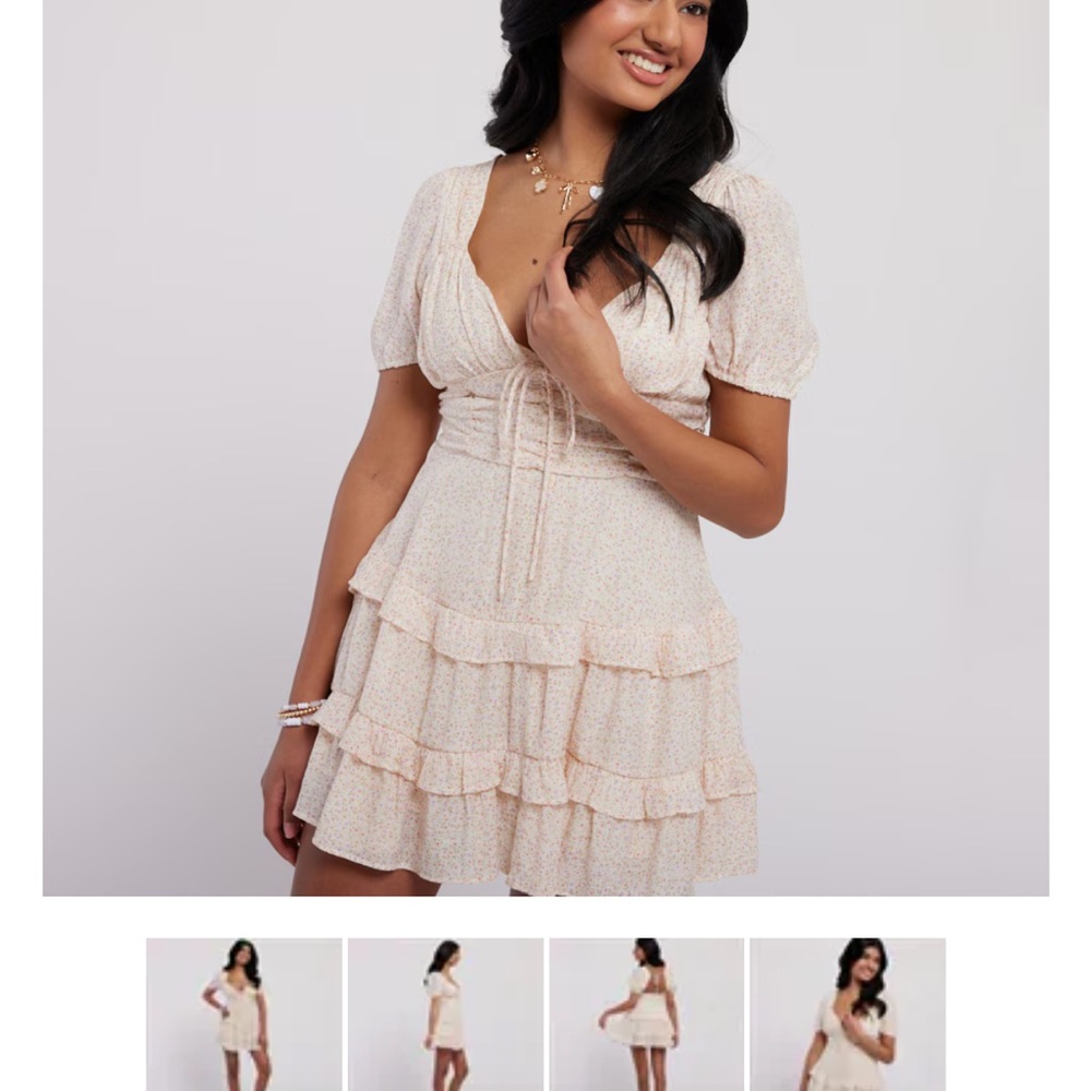 Dry Goods Cream Ruffle Mini Dress